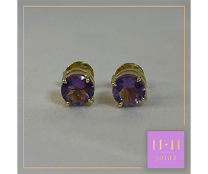Brinco Ametista Prata 950 com Banho de Ouro