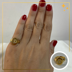 Anel Iniciais Prata 950 com Banho de Ouro