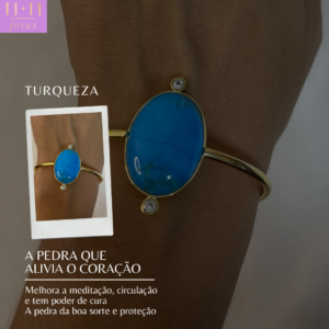 Bracelete Turquesa Prata 950 com Banho de Ouro