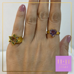 Anel Estrela de 6 Pontas Prata 950 com Banho de Ouro