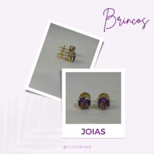 Brinco Ametista Prata 950 com Banho de Ouro