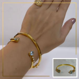 Bracelete 2 Pontos Topázio Sky Prata 950 com Banho de Ouro