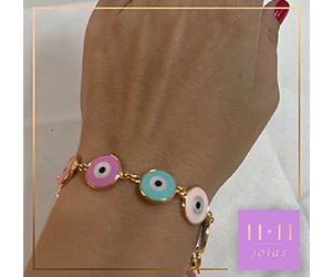 Pulseira Olho Grego Candy Prata 950 com Banho de Ouro