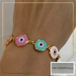 Pulseira Olho Grego Candy Prata 950 com Banho de Ouro