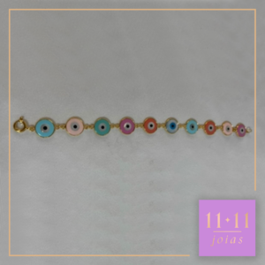 Pulseira Olho Grego Candy Prata 950 com Banho de Ouro