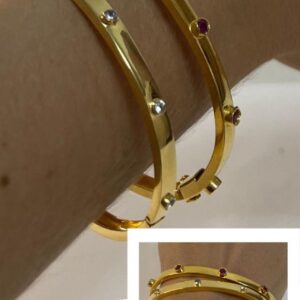Pulseira com 5 pontos Rubi Prata 950 com Banho de Ouro