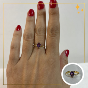 Anel de Ametista Ouro 18k