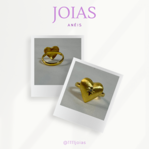 Anel Coração Acetinado Topázio Incolor Prata 950 com Banho de Ouro