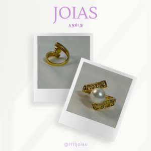 Anel Pérola Shell Topázio Incolor Prata 950 com Banho de Ouro