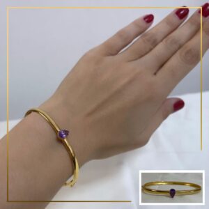 Bracelete com Gota de Ametista Prata 950 com Banho de Ouro