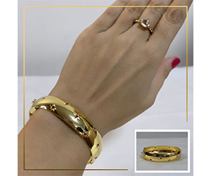 Bracelete 18 pontos de Rubi Prata 950 com Banho de Ouro