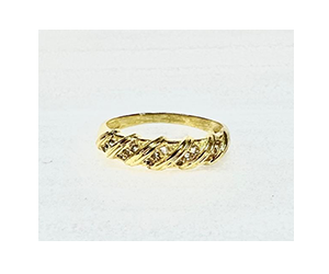 Anel com 15 pedras de Topázio Incolor Prata 950 com Banho de Ouro