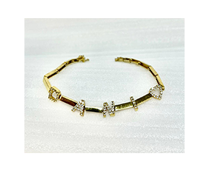 Pulseira Letrinhas Prata 950 com Banho de Ouro